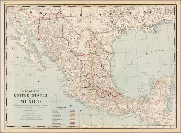 92-Mexico Map By George F. Cram