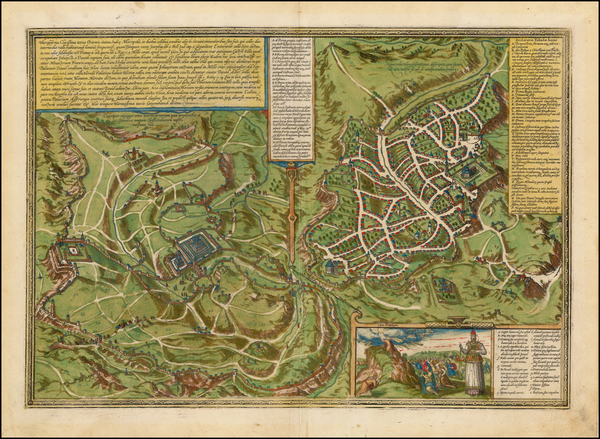 96-Holy Land Map By Georg Braun  &  Frans Hogenberg