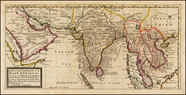 89-Indian Ocean, India and Southeast Asia Map By Herman Moll