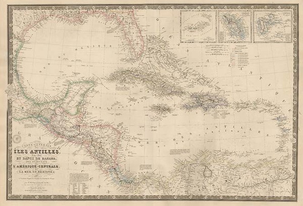 84-Southeast, Texas, Caribbean and Central America Map By Adrien-Hubert Brué