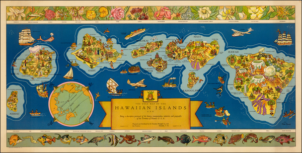 31-Hawaii and Hawaii Map By Hawaiian Pineapple Company