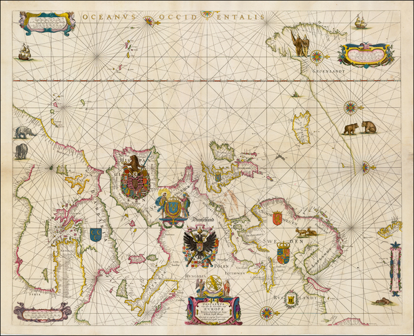 87-Atlantic Ocean and Europe Map By Willem Janszoon Blaeu