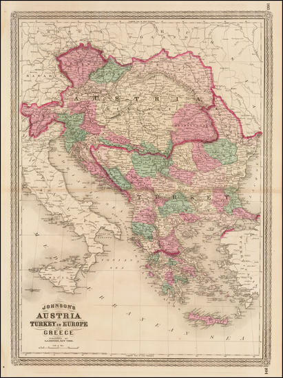 69-Europe, Hungary, Balkans, Turkey and Greece Map By Alvin Jewett Johnson