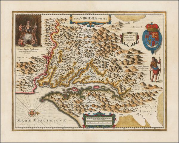 85-Mid-Atlantic, Southeast and Virginia Map By Henricus Hondius