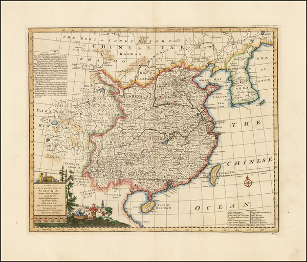 91-China and Korea Map By Emanuel Bowen