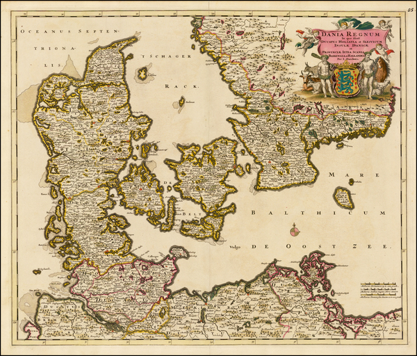 56-Sweden and Denmark Map By Justus Danckerts