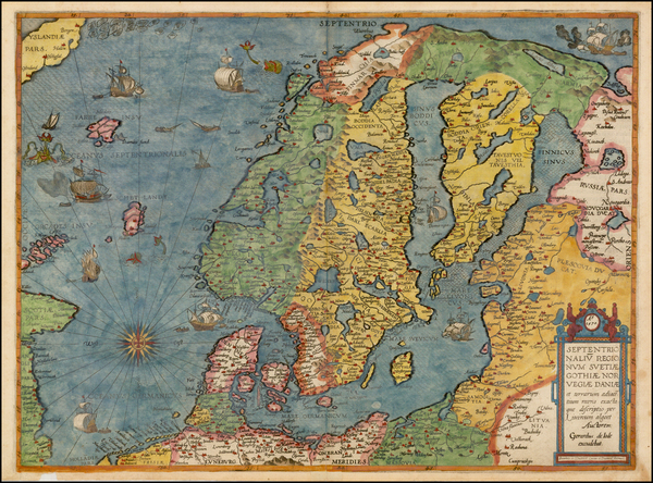 57-Atlantic Ocean, Russia, Baltic Countries and Scandinavia Map By Gerard de Jode