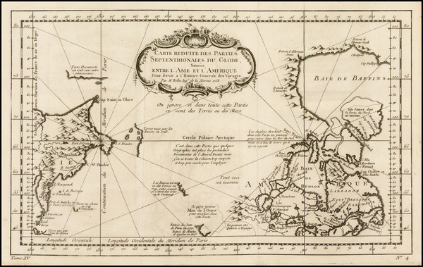 85-Polar Maps, Alaska and Western Canada Map By Jacques Nicolas Bellin
