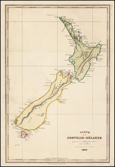 7-New Zealand Map By Jules Sebastian Cesar Dumont-D'Urville