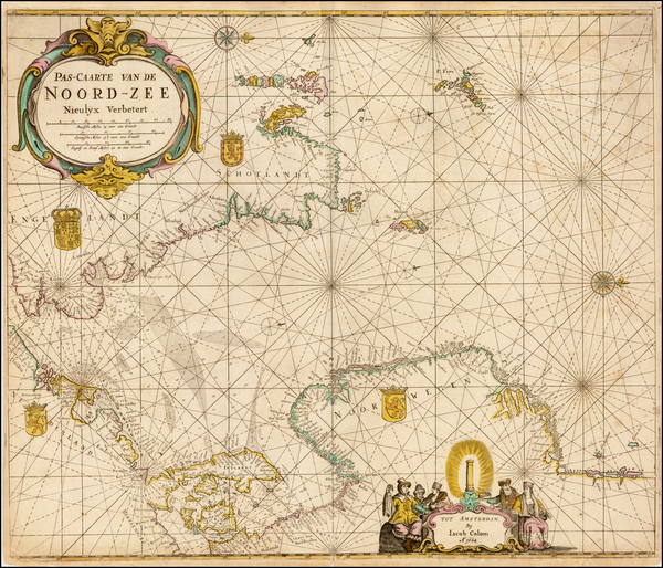 0-England, Scotland, Netherlands, Scandinavia, Norway and Denmark Map By Jacob Aertsz. Colom