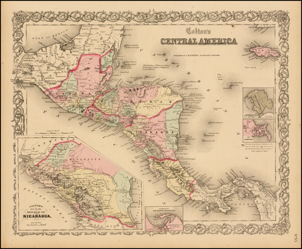 67-Central America Map By Joseph Hutchins Colton