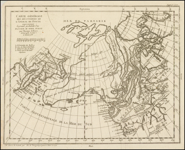 3-Polar Maps, Alaska, Russia in Asia and Canada Map By Denis Diderot / Gilles Robert de Vaugondy