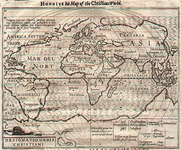 33-World and World Map By Jodocus Hondius  &  Gerhard Mercator