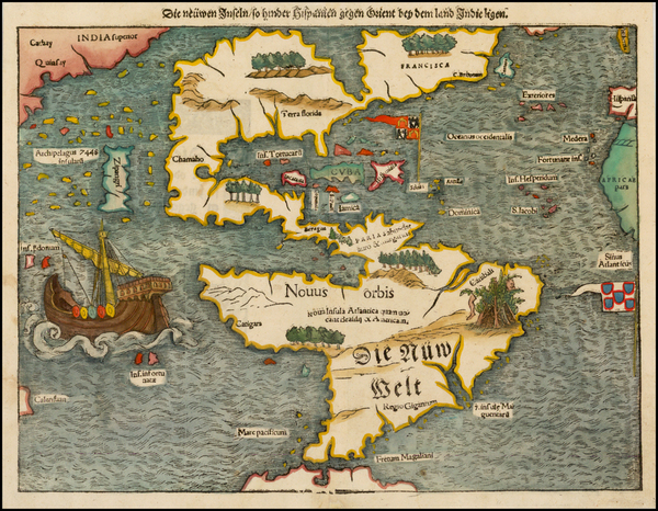 75-South America and America Map By Sebastian Munster