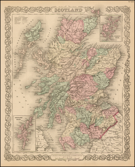 67-Scotland Map By Joseph Hutchins Colton