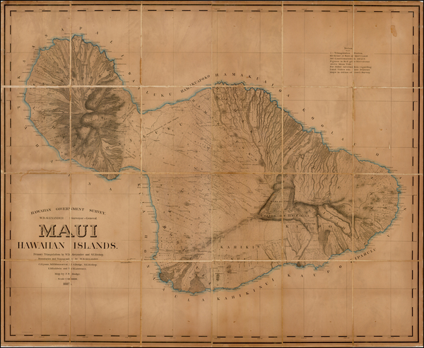 4-Hawaii and Hawaii Map By Hawaiian Government Survey