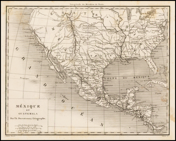 85-Texas, Southwest, Rocky Mountains, Mexico and California Map By Thunot Duvotenay