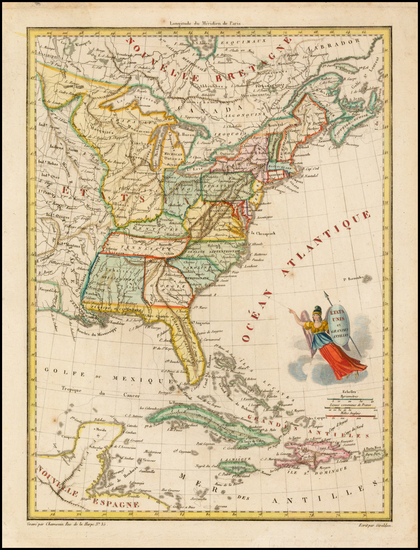 17-United States Map By Conrad Malte-Brun