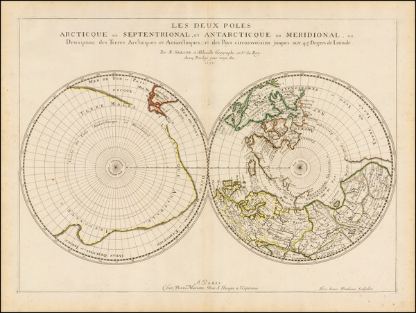 71-World, World and Polar Maps Map By Nicolas Sanson