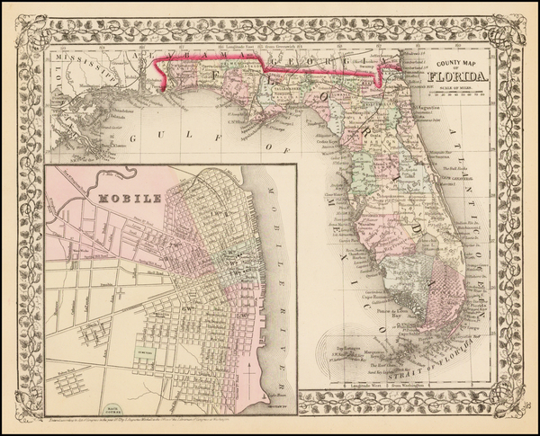 56-South and Southeast Map By Samuel Augustus Mitchell Jr.