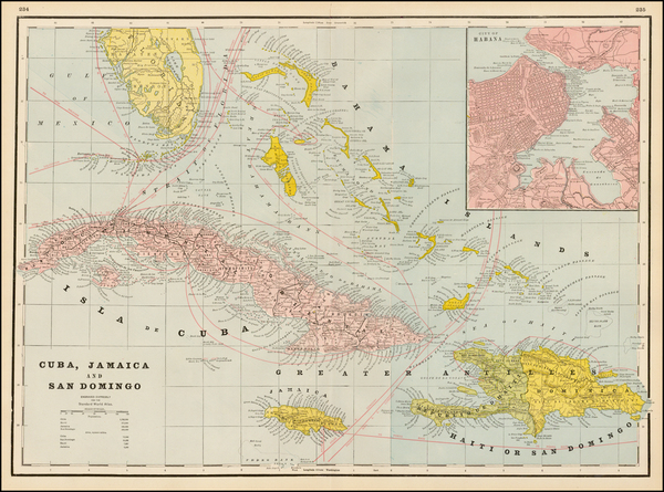 62-Caribbean and Cuba Map By George F. Cram