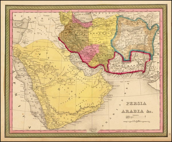 9-Central Asia & Caucasus and Middle East Map By Samuel Augustus Mitchell