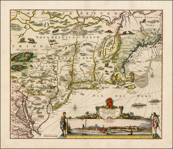 47-New England, Mid-Atlantic and Canada Map By Justus Danckerts