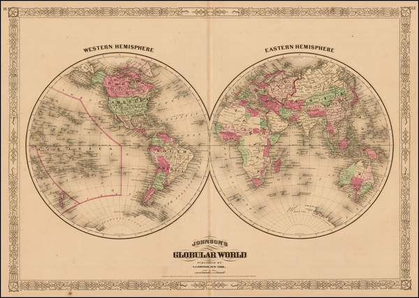 74-World and World Map By Benjamin P Ward  &  Alvin Jewett Johnson