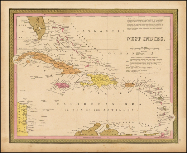 47-Southeast and Caribbean Map By Samuel Augustus Mitchell