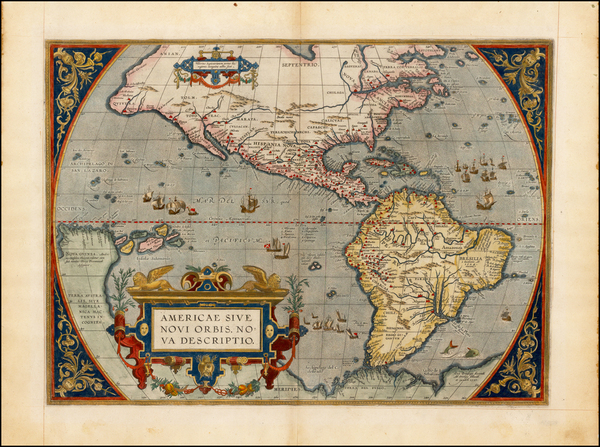 30-Western Hemisphere, North America, South America and America Map By Abraham Ortelius