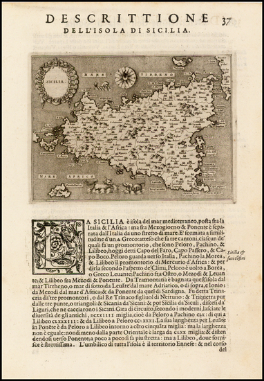 62-Sicily Map By Tomasso Porcacchi