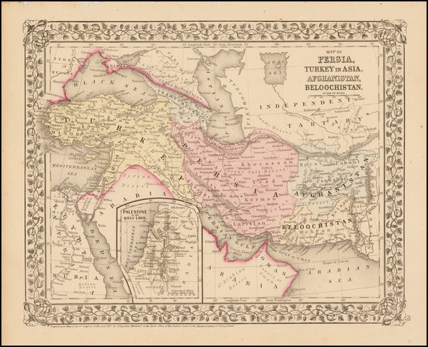 87-Central Asia & Caucasus and Turkey & Asia Minor Map By Samuel Augustus Mitchell Jr.