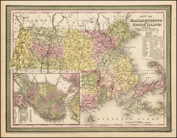 13-New England and Massachusetts Map By Samuel Augustus Mitchell