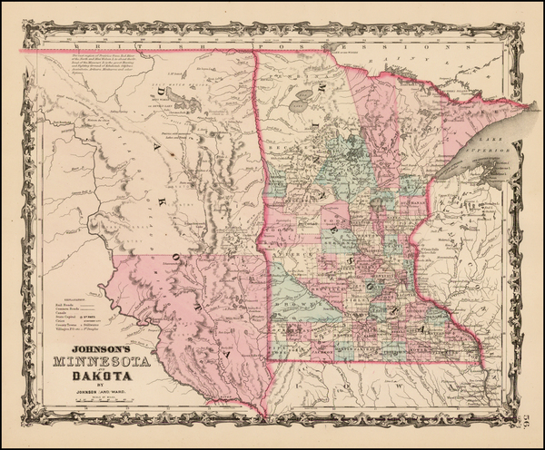 68-Midwest and Plains Map By Benjamin P Ward  &  Alvin Jewett Johnson