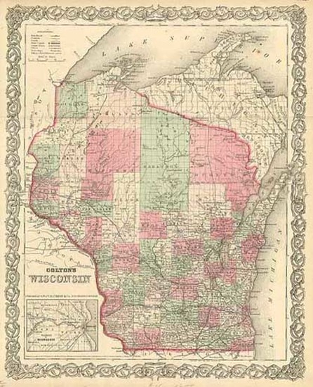 82-Midwest Map By Joseph Hutchins Colton