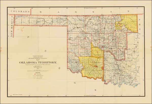 23-Plains and Oklahoma & Indian Territory Map By General Land Office