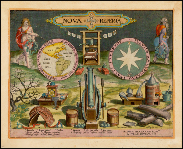 64-Western Hemisphere, South America and America Map By Joannes Stradanus