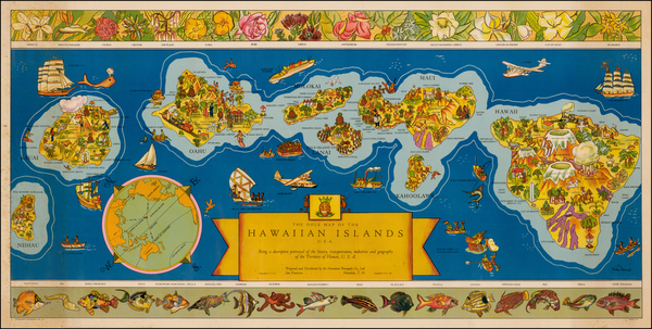 95-Hawaii and Hawaii Map By Hawaiian Pineapple Company