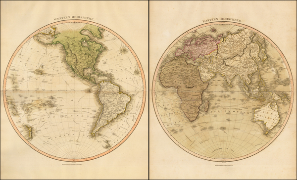 52-World, World, Eastern Hemisphere and Western Hemisphere Map By John Thomson