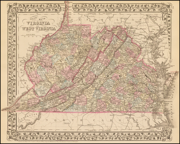 58-Mid-Atlantic and Southeast Map By Samuel Augustus Mitchell Jr.