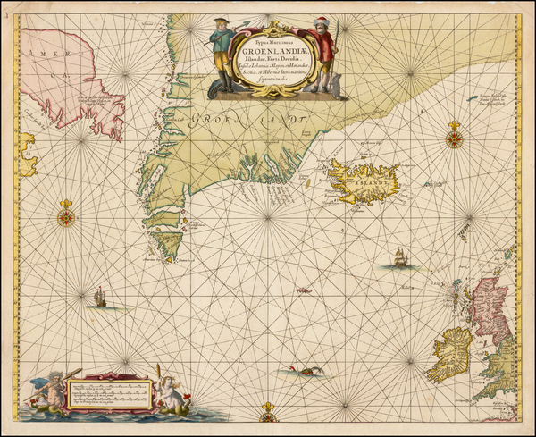 44-Atlantic Ocean, Iceland and Canada Map By Jan Jansson