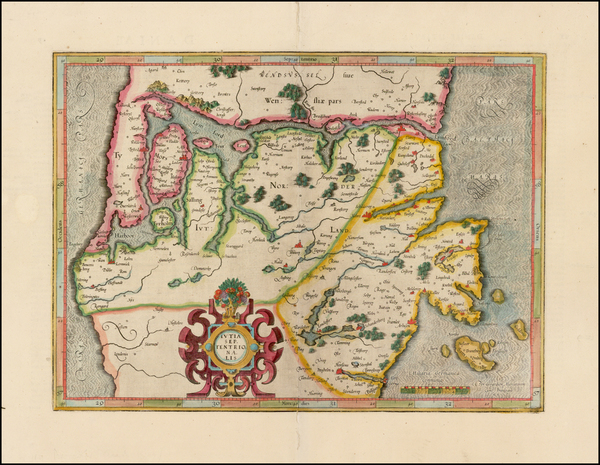 72-Denmark Map By Gerard Mercator