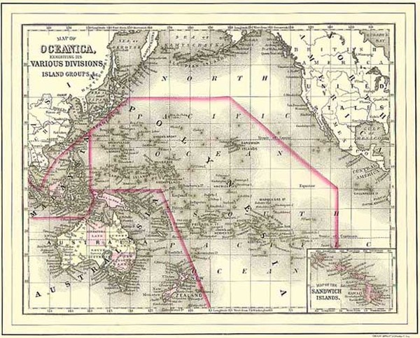 70-World, Australia & Oceania, Pacific, Oceania and Hawaii Map By Samuel Augustus Mitchell Jr.