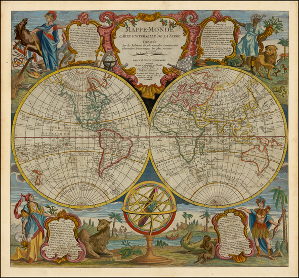 83-World, World and Celestial Maps Map By Jean-Baptiste Nolin / Louis Denis