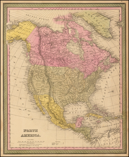 66-North America Map By Samuel Augustus Mitchell