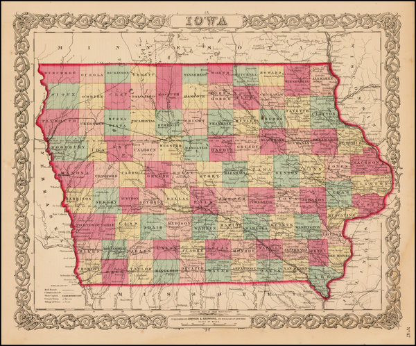 36-Midwest and Plains Map By Joseph Hutchins Colton