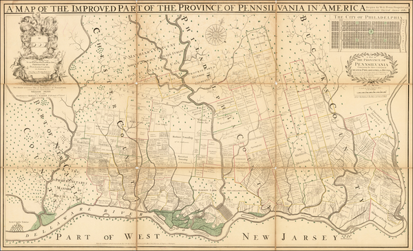 98-Mid-Atlantic Map By Charles Warner / Thomas Holme