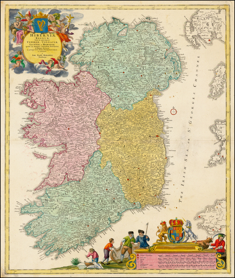 77-Ireland Map By Johann Baptist Homann