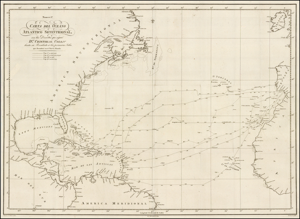 25-Atlantic Ocean and Caribbean Map By Martin Fernandez de Navarrete