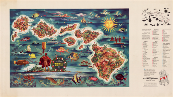 12-Hawaii and Hawaii Map By Hawaiian Pineapple Company